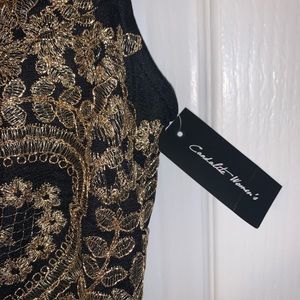 Dresses - Plus Size Floor Length Gown with Gold Detailing Dresses - Plus Size Floor Length Gown with Gold Detailing